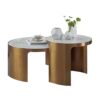 Natural Marble Tea Table Combination Northern Europe Light Luxury Ins Tea Table Metal Coffee Table