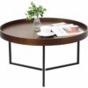 Hozota Nordic Design Coconut Wooden Round Tray Coffee Table