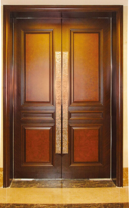 Solid Mahogany Wood Entry Double Door with Raised Moulding