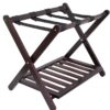 Wood Foldable Stable Durable Casual Home Hotel Luggage Rack with Shoe Shelf