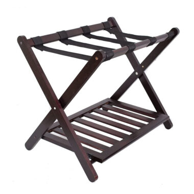 Wood Foldable Stable Durable Casual Home Hotel Luggage Rack with Shoe Shelf