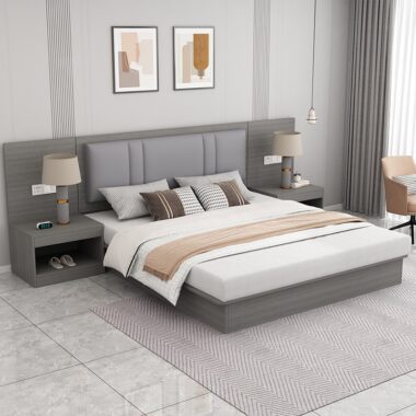 Modern Nordic Style Hotel Wooden Bed Bedroom Furniture Suit