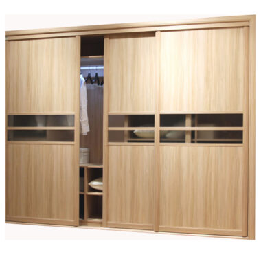 Hozota Hotel Furniture Classic Glass Waist Sliding Wooden Wardrobe For Bedroom