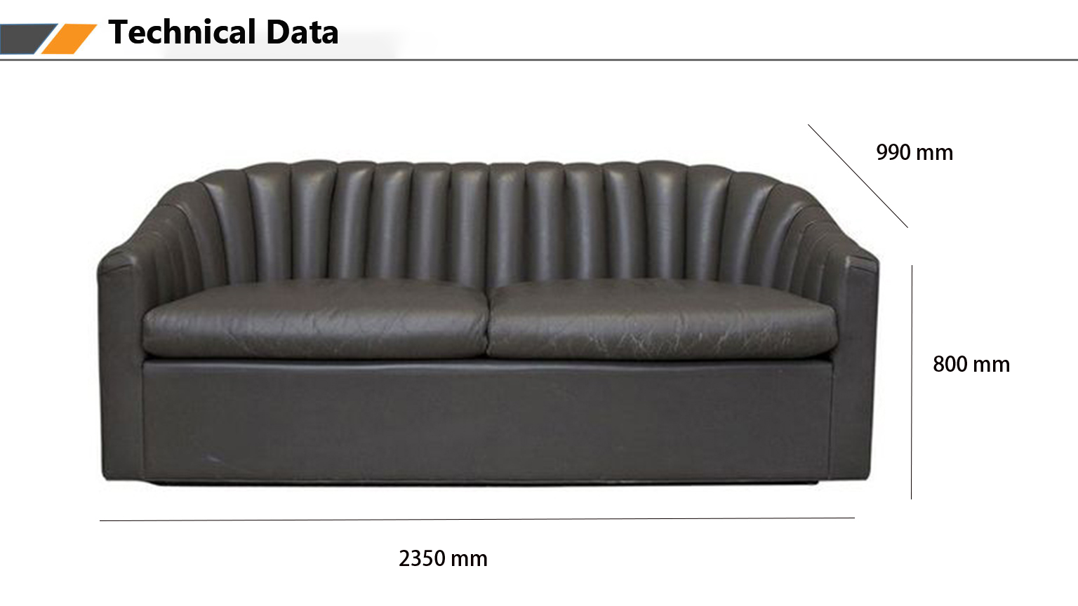 Hotel Project Furniture Manufacturer Mid Century Modern Leather Channel Back Sofa