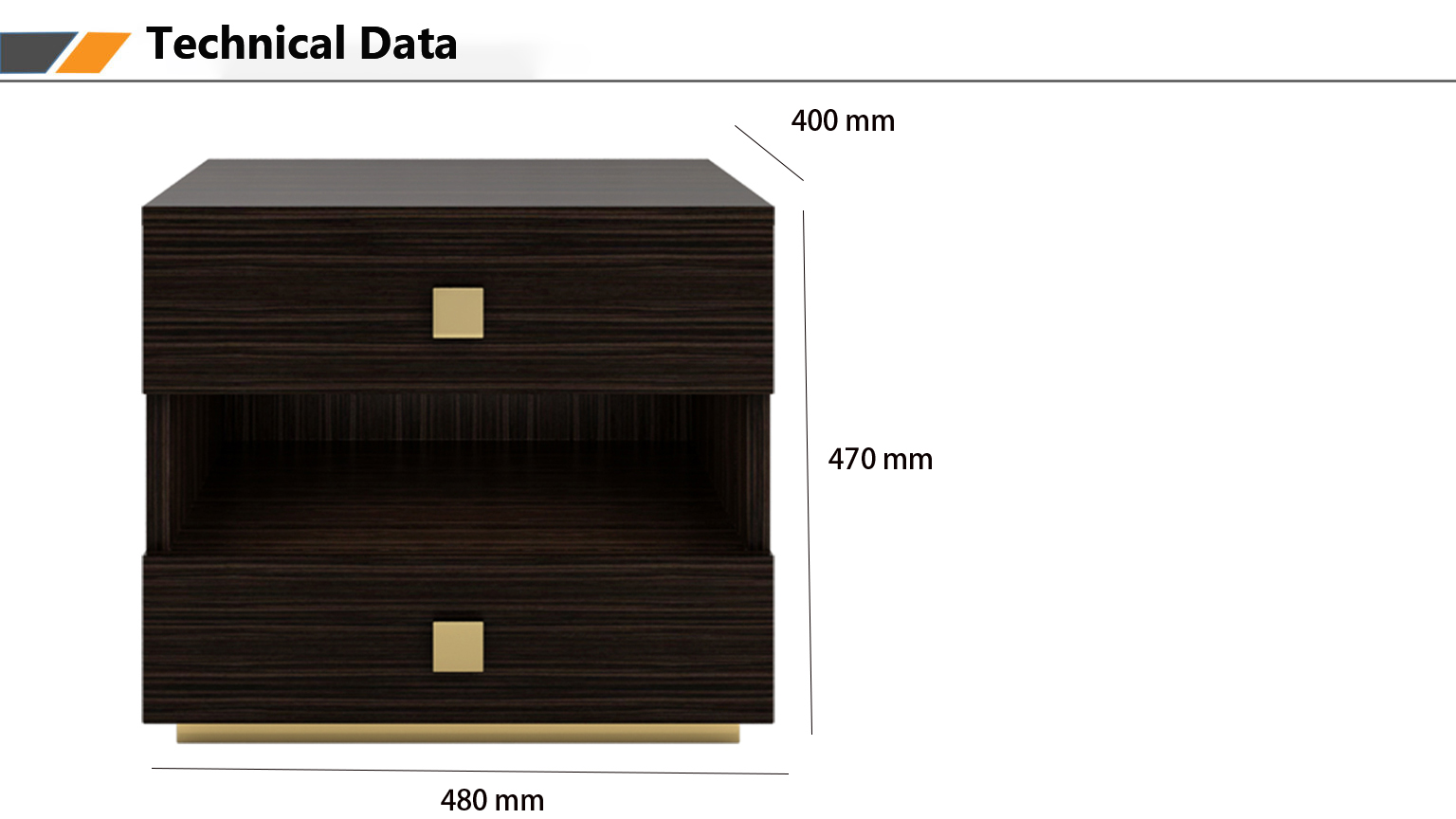 Hotel Bedroom Furniture Mid Century Modern 2 Drawer Nightstand