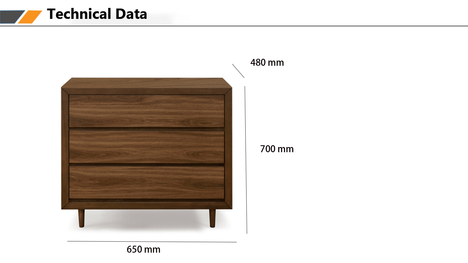 Hozota Hotel Bedroom Furniture 3-Drawer Assembled Nightstand